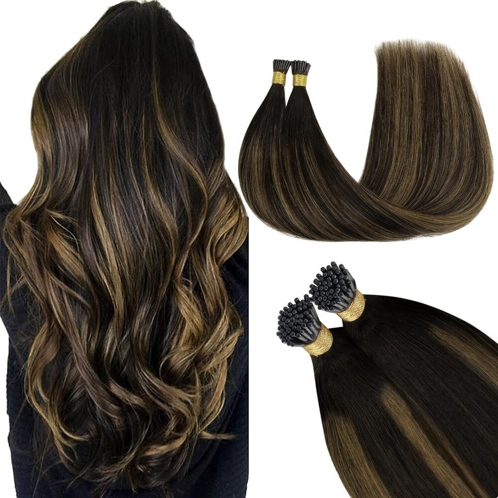14inch 100g GOO GOO Tip Human Hair Extensions Remy B/6/1B Balayage Black Brown
